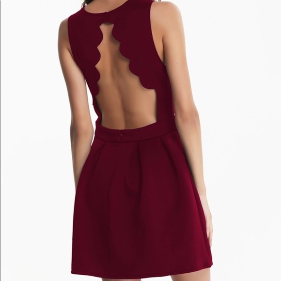 Maroon open back skater dress new - Picture 6 of 8